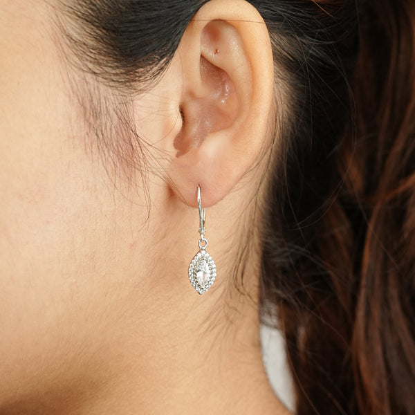 Silver CZ Marquise Cluster Earrings