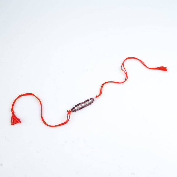 Garnet & Pearl Handmade Silver Rakhi