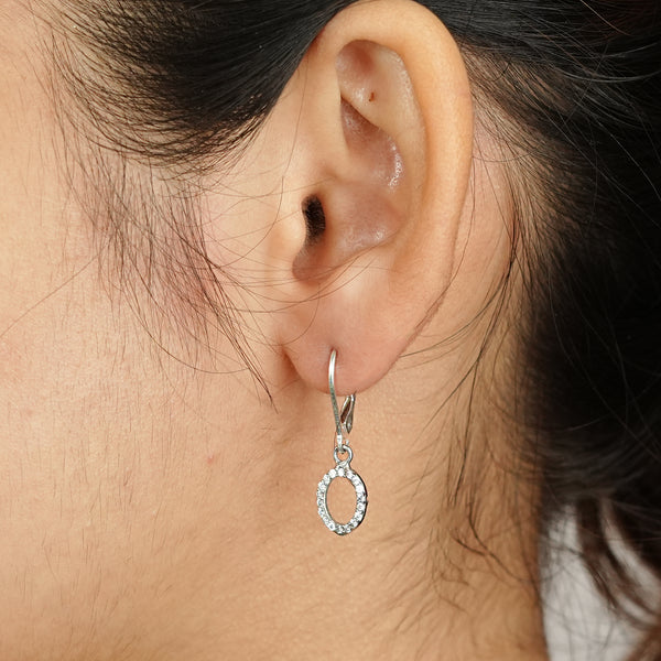 Silver CZ Oval Earrings