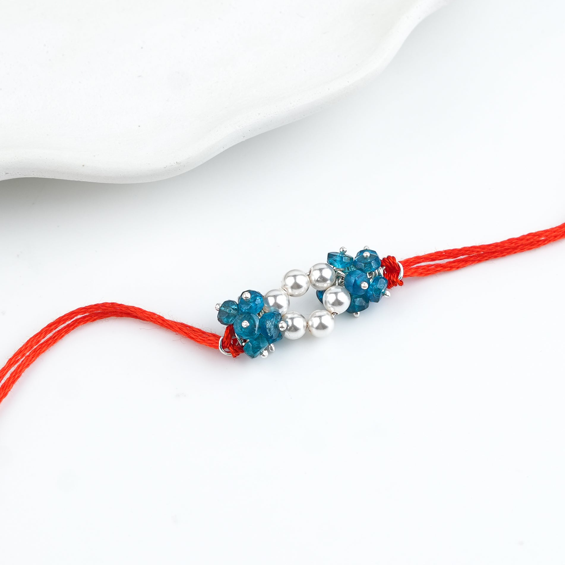 Rhodolite & Pearl Handmade Silver Rakhi