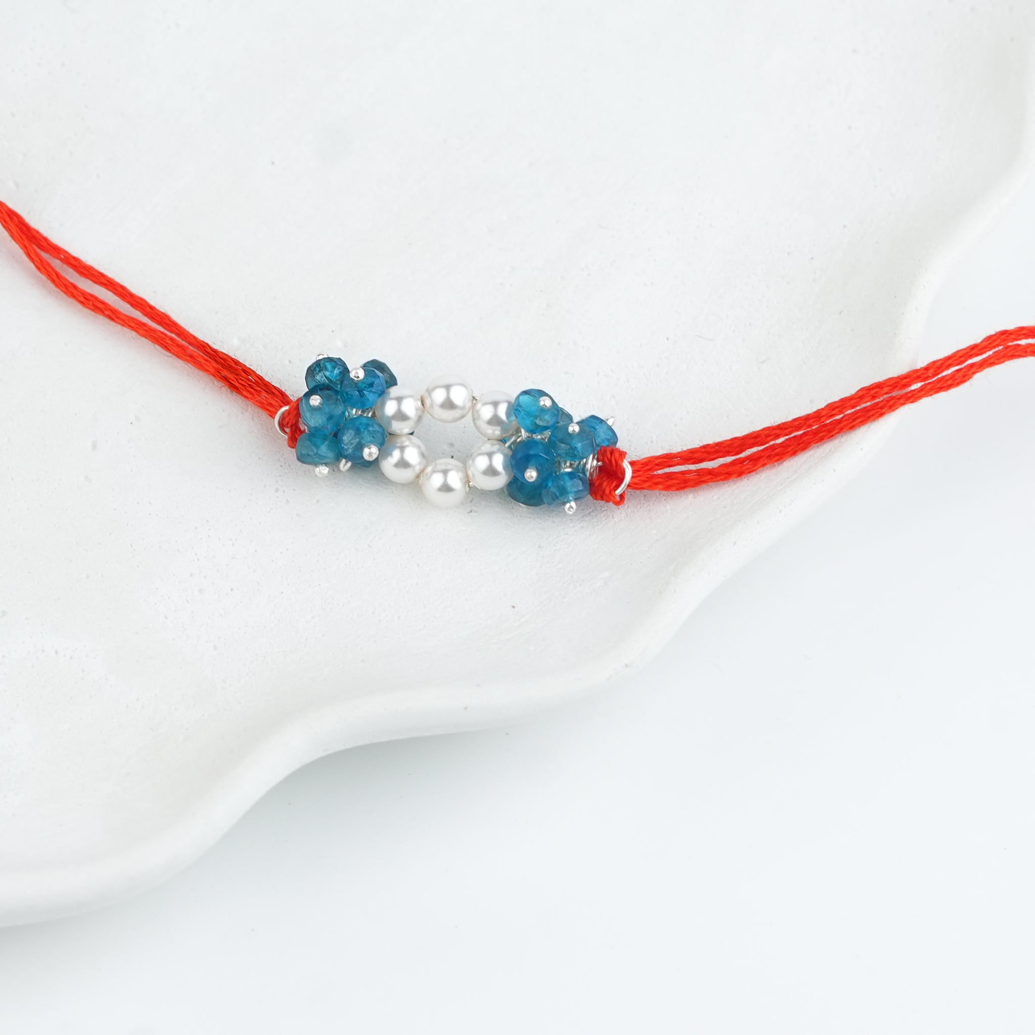Rhodolite & Pearl Handmade Silver Rakhi