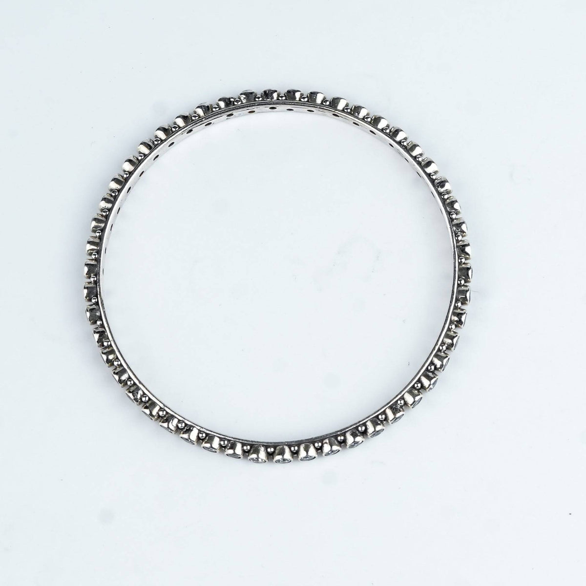 Silver Bangle with White CZ Stone