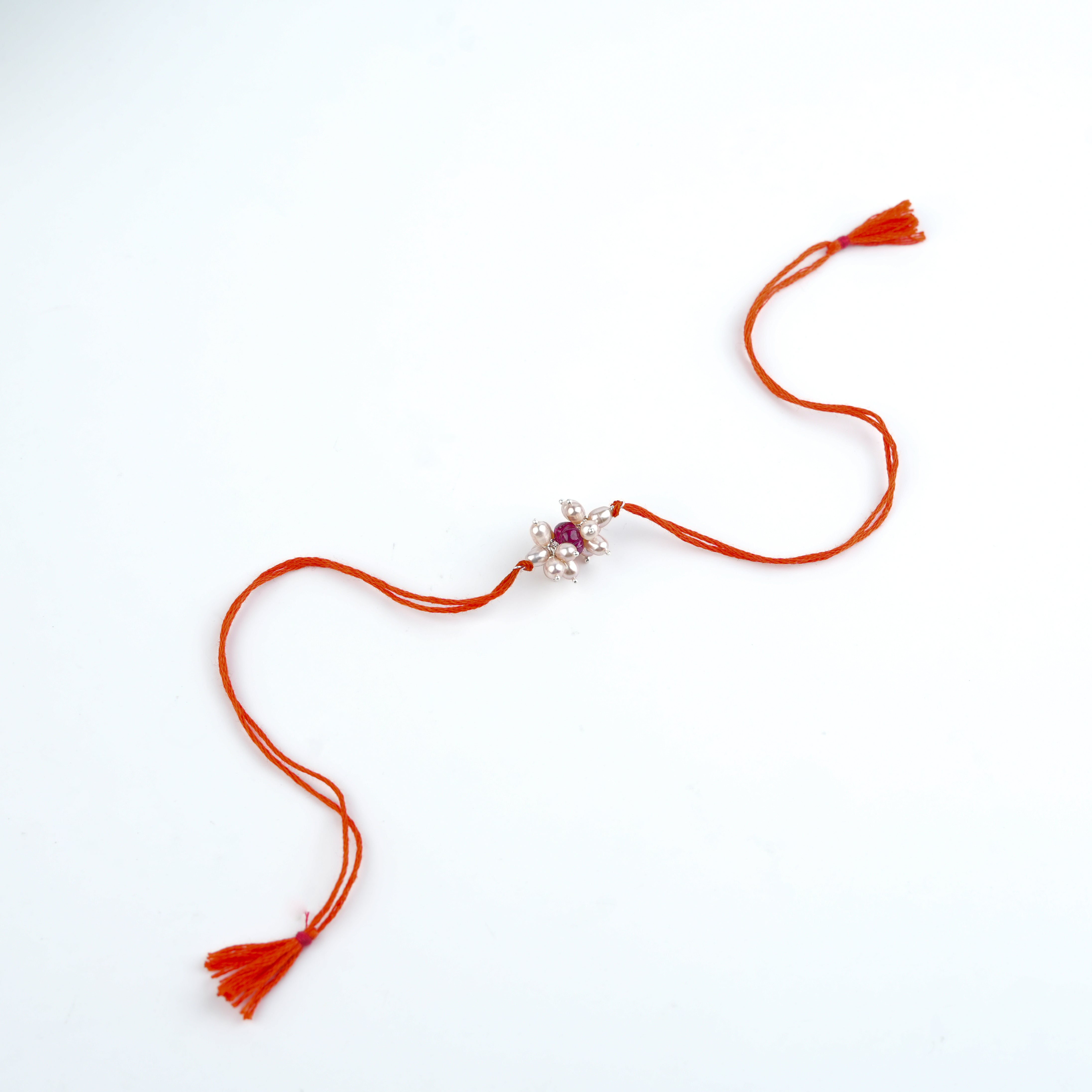 Ruby & Pearl Handmade Silver Rakhi