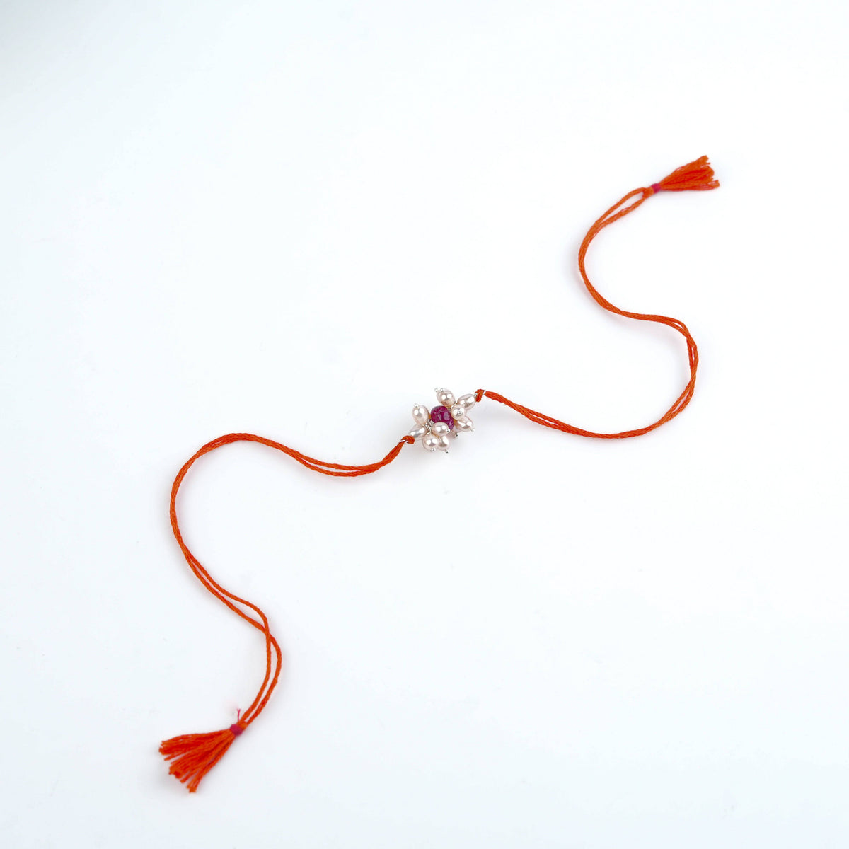 Ruby & Pearl Handmade Silver Rakhi