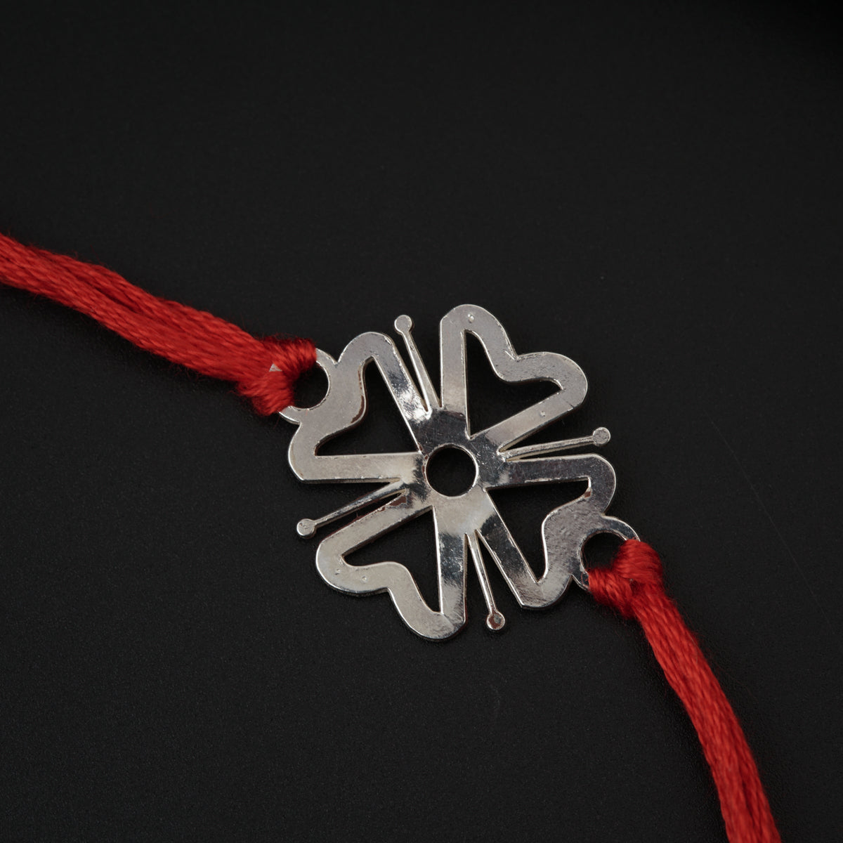 Silver Laser cut Flower Rakhi