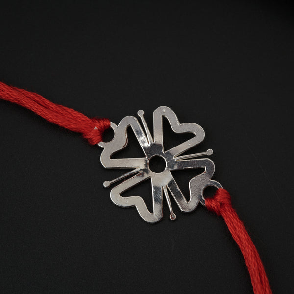 Silver Laser cut Flower Rakhi