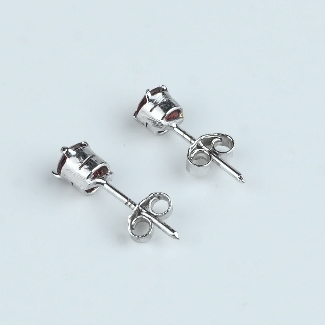 Silver Garnet Stud Earrings