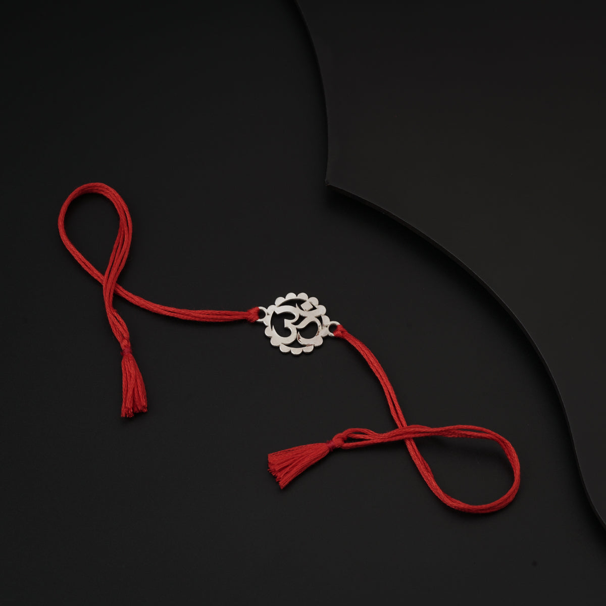 Silver Laser cut Om Rakhi: Small
