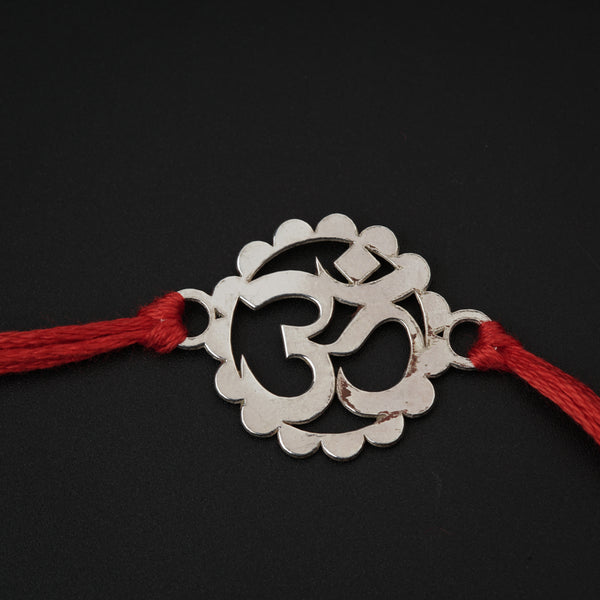 Silver Laser cut Om Rakhi: Small