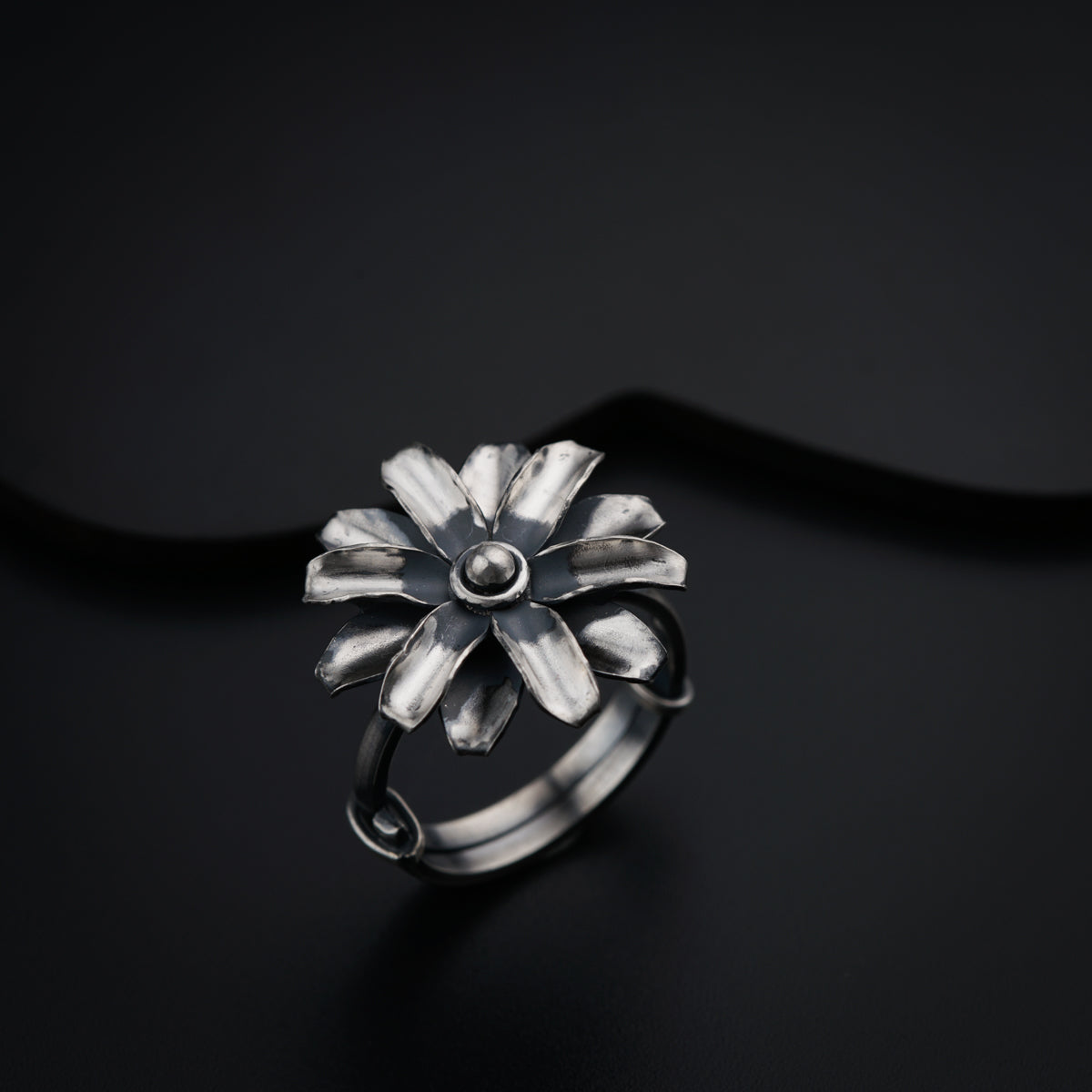 Mini Silver Soorajmukhi (Flower Motif) Ring