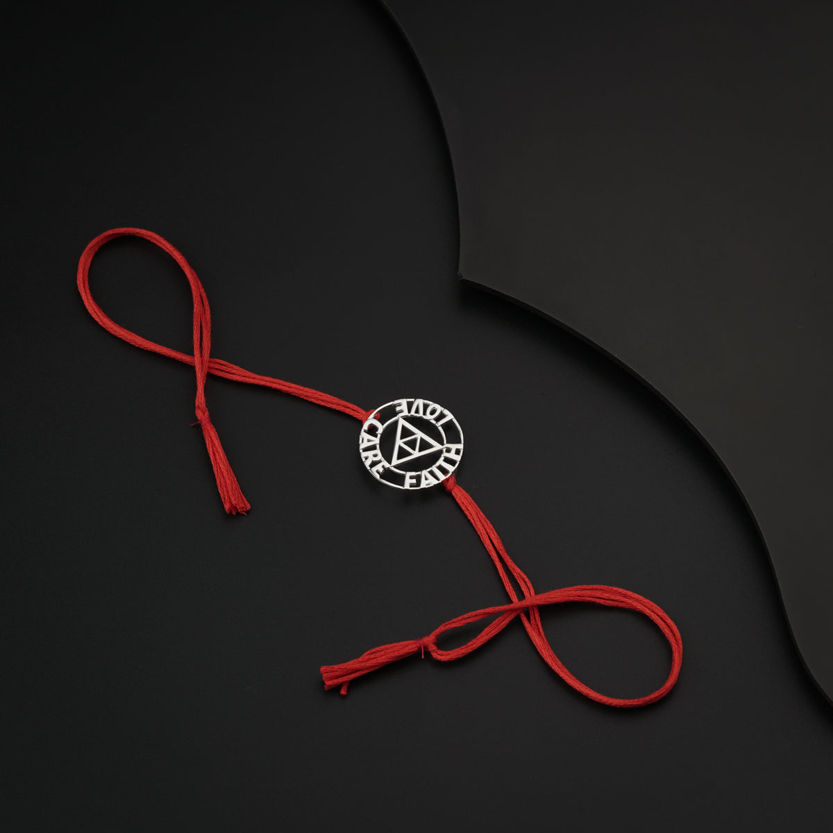 Handcrafted Silver Rakhi/Pendant: Love|Care|Faith