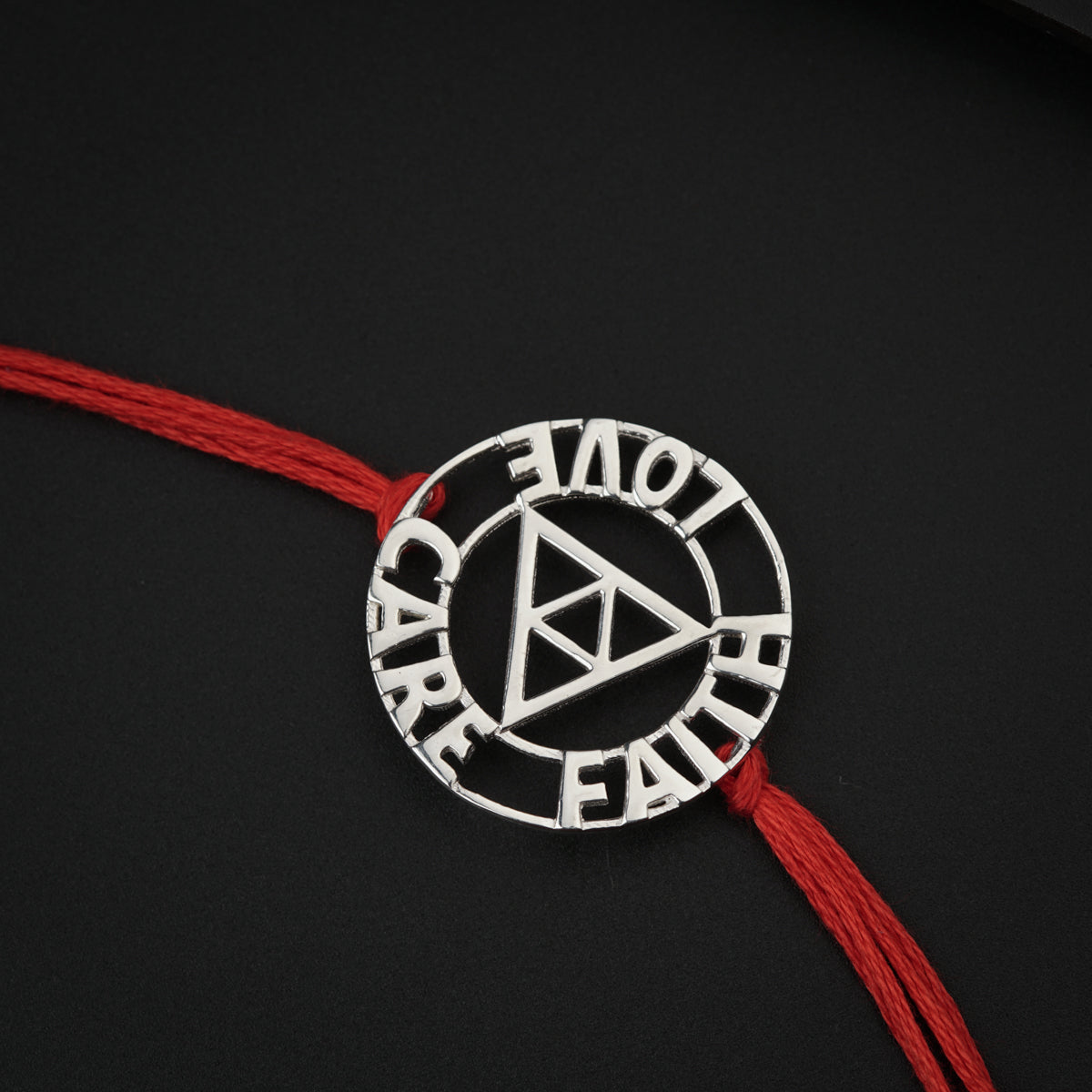 Handcrafted Silver Rakhi/Pendant: Love|Care|Faith