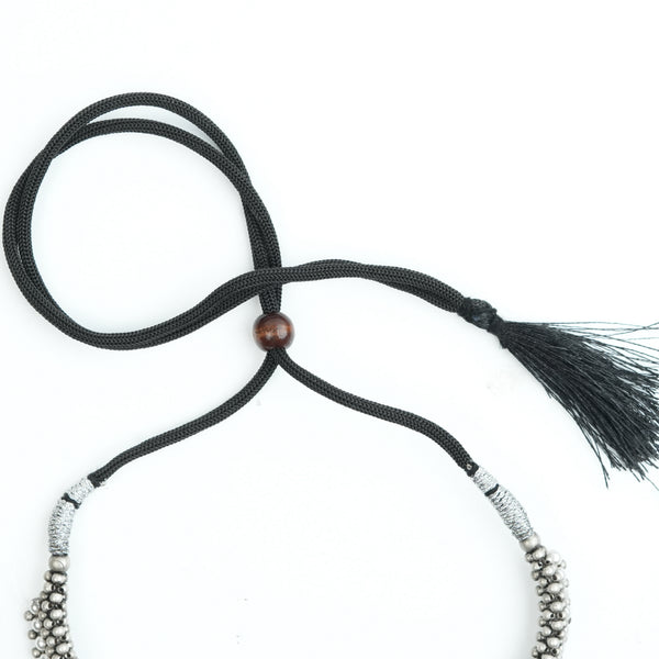 Oxidised Silver Thushi with Pearls