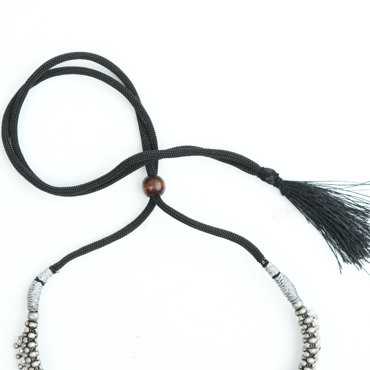 Oxidised Silver Thushi with Pearls