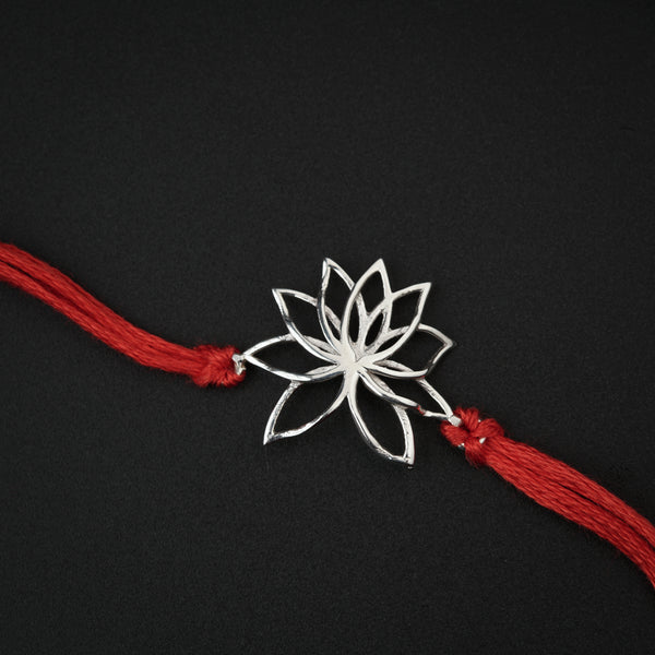 Handmade Silver Rakhi: Lotus