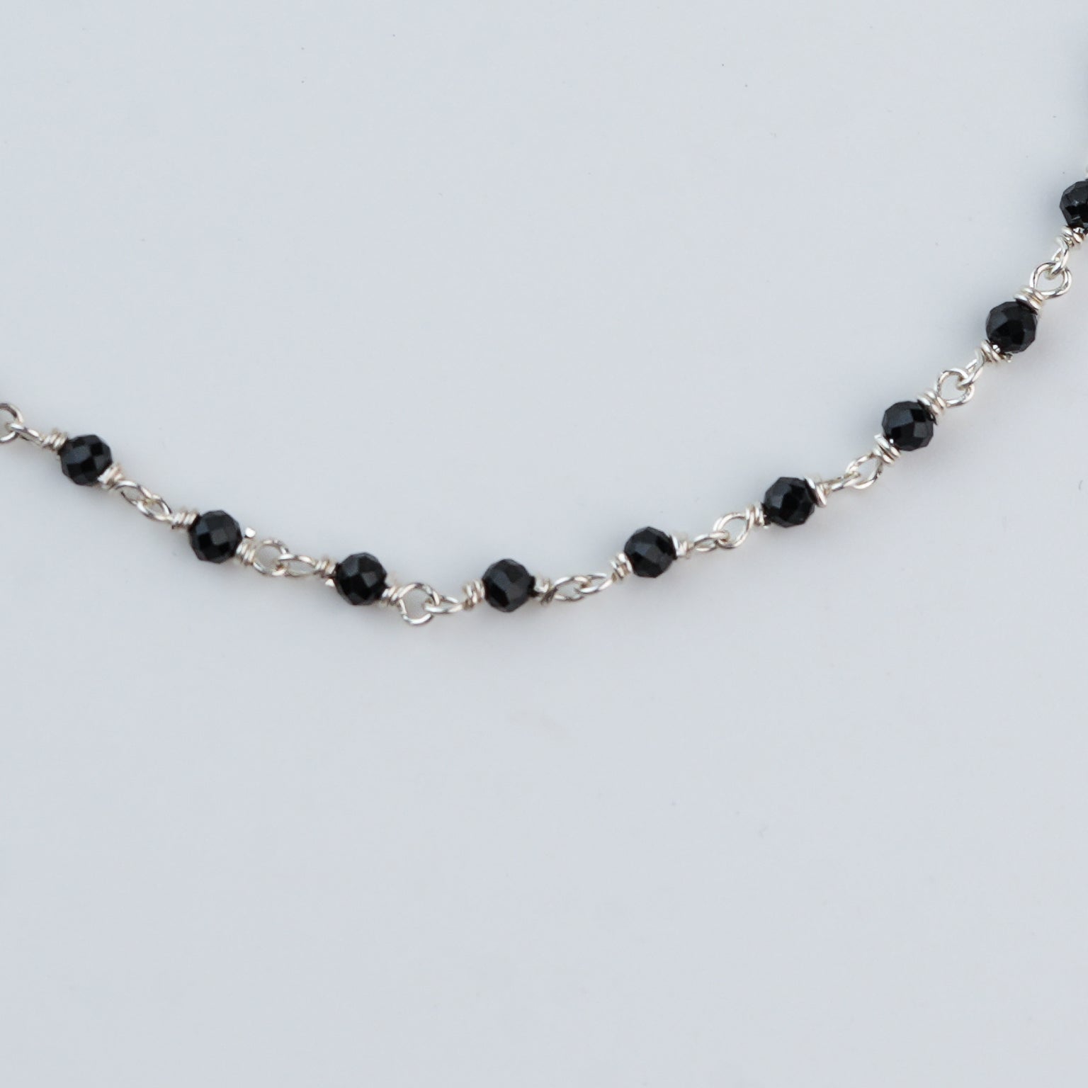 Silver Black Spinel Ganthan Anklet