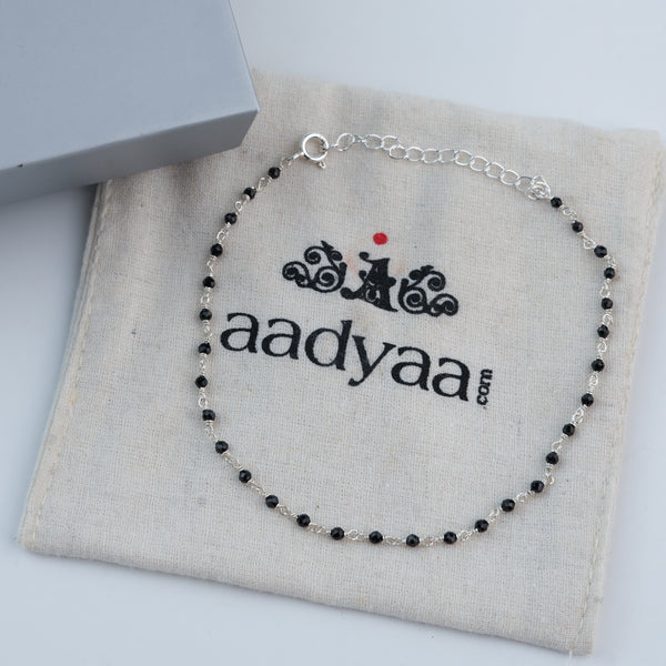 Silver Black Spinel Ganthan Anklet