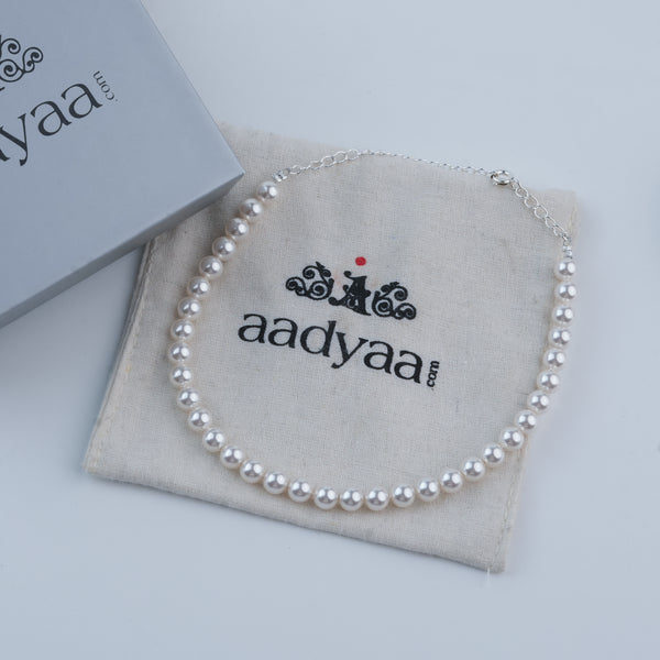 Silver Anklet with 6mm Swarovski Pearl