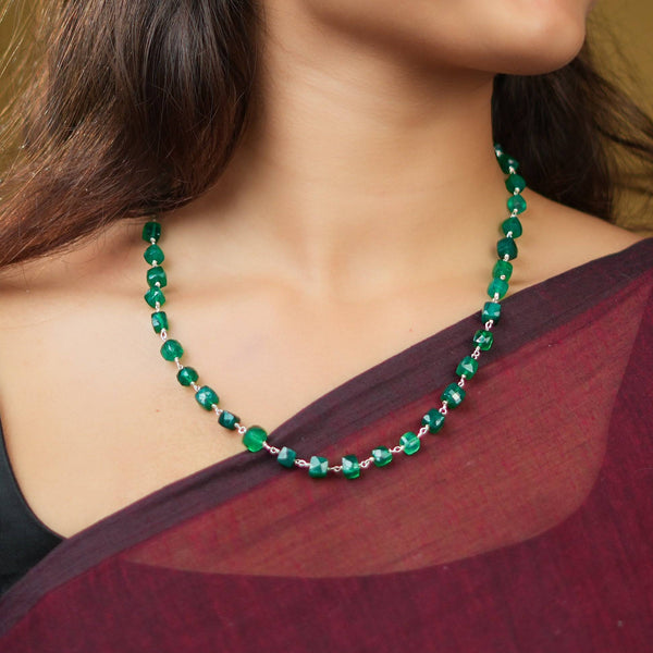 Silver Green Onyx Ganghan Necklace