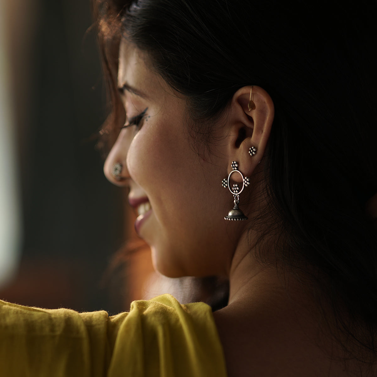 Silver Kudi Hoop Jhumki - Small size