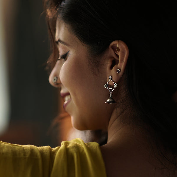 Silver Kudi Hoop Jhumki - Small size