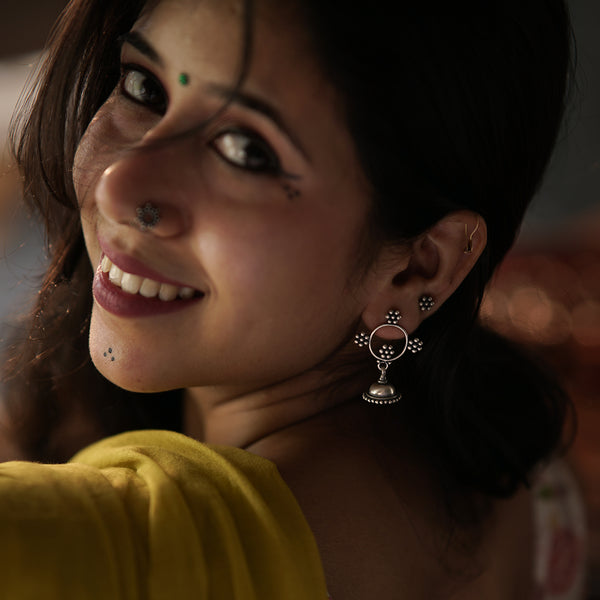 Silver Kudi Hoop Jhumki - Small size