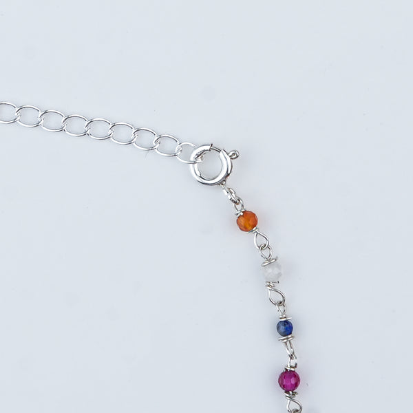 Silver Multicolour Stone Ganthan Anklet