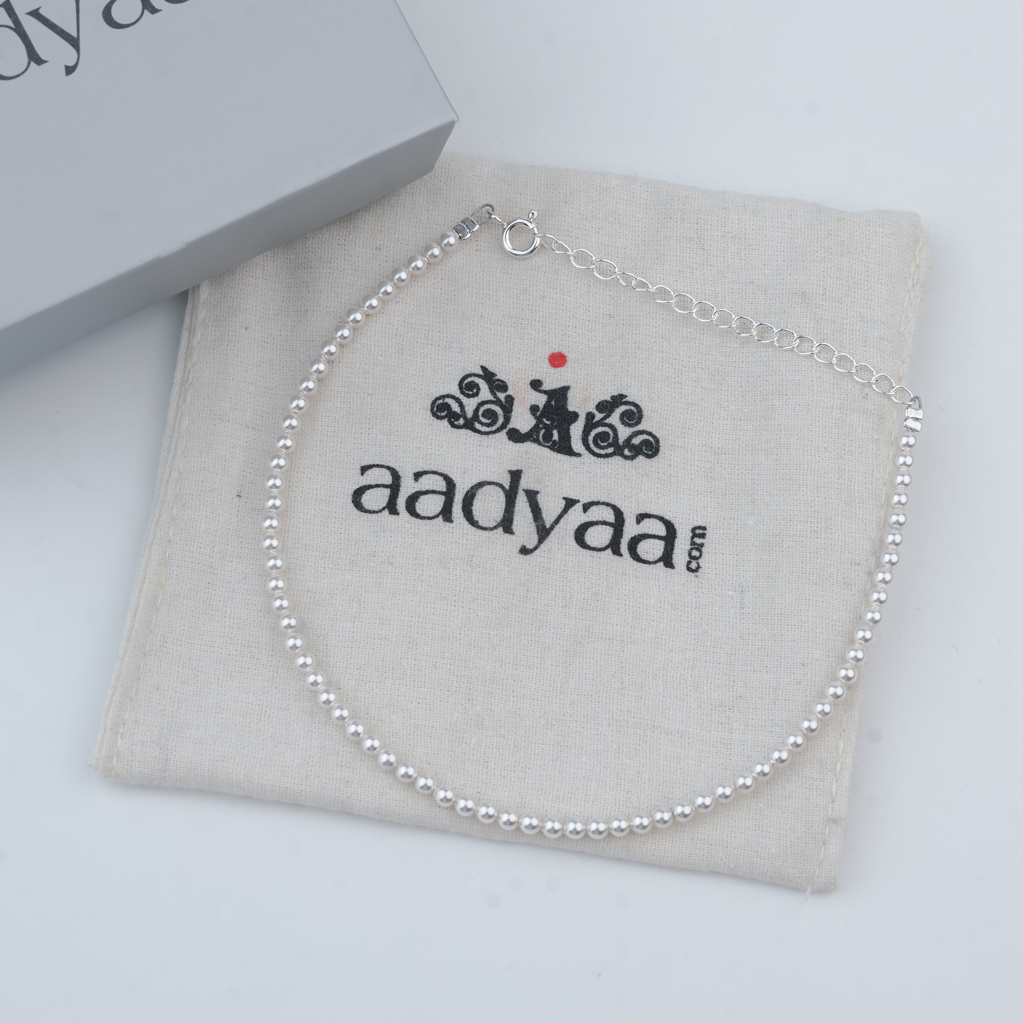 Silver Anklet with 3mm Swarovski Pearl