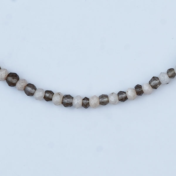 White Jade & Smoky Quartz Silver Anklet (Project Handmade)