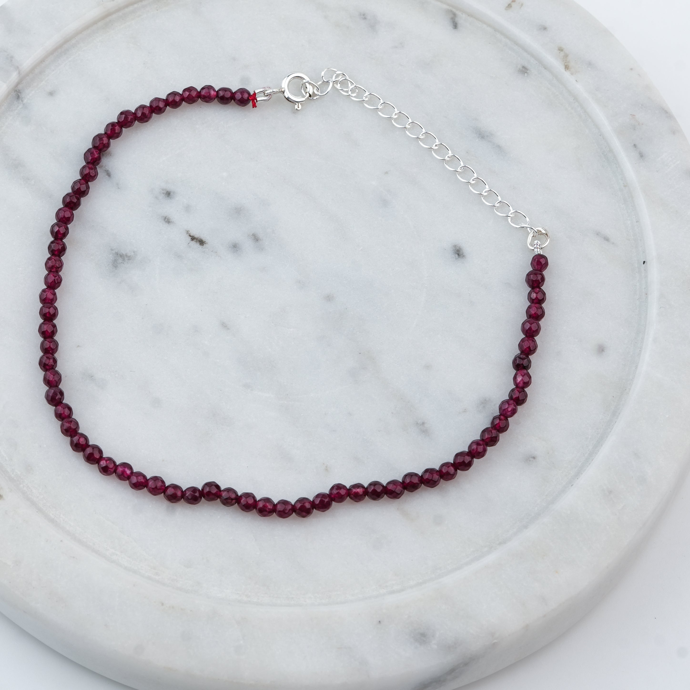 Red Jade Silver Anklet (Project Handmade)