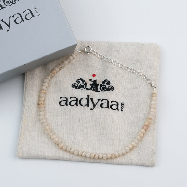 White Jade Silver Anklet (Project Handmade)