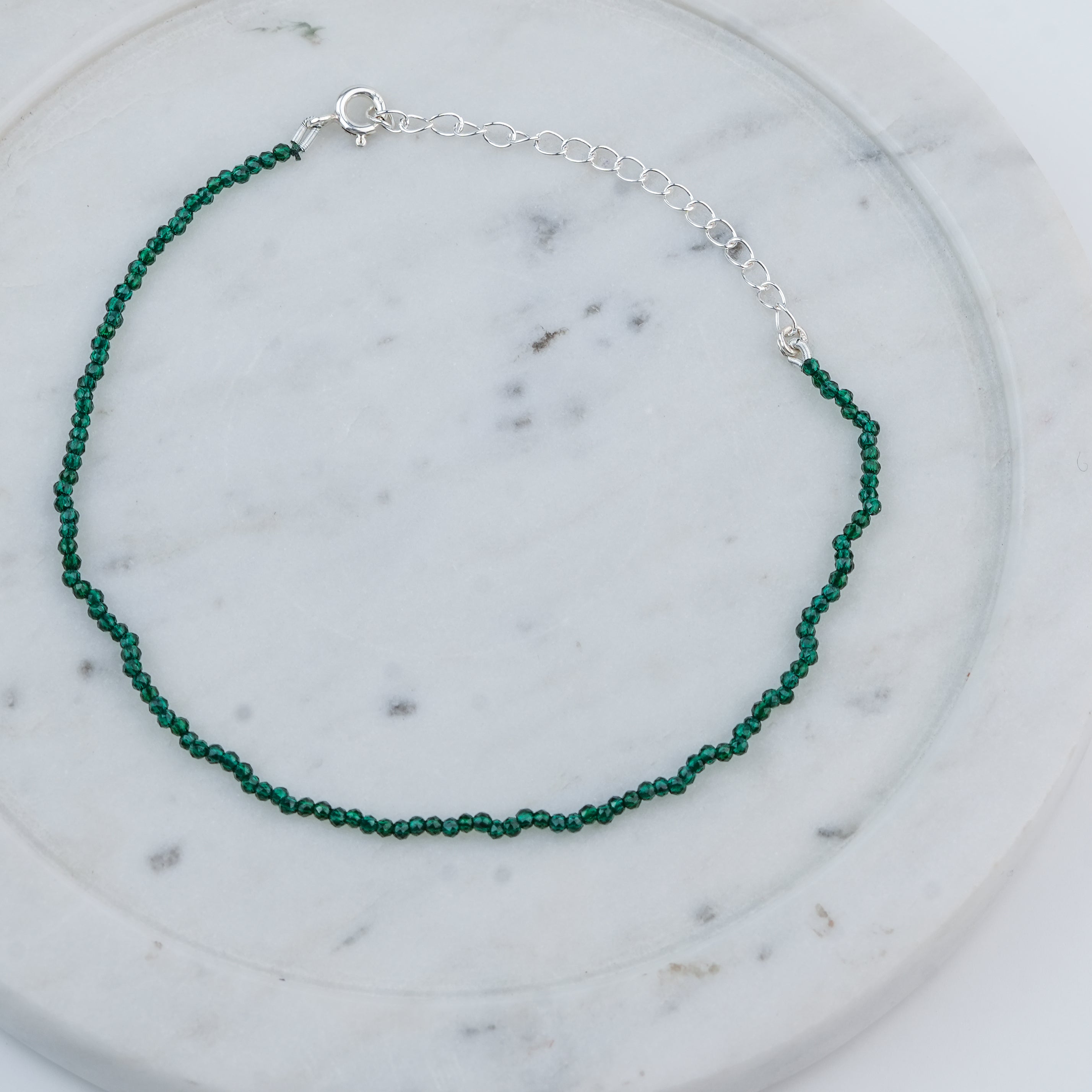 Green Onyx Silver Anklet (Project Handmade)