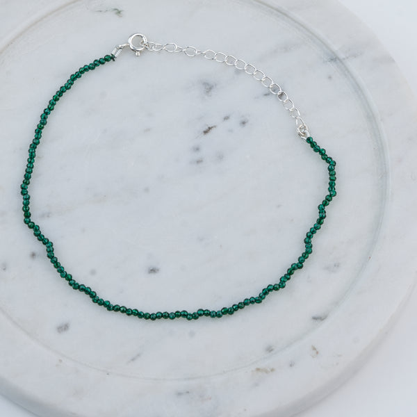 Green Onyx Silver Anklet (Project Handmade)