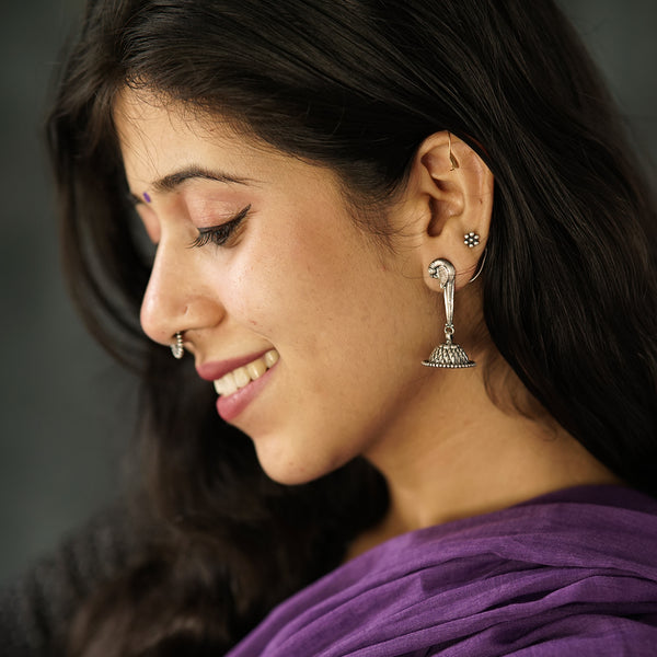 Silver Parrot Jhumki