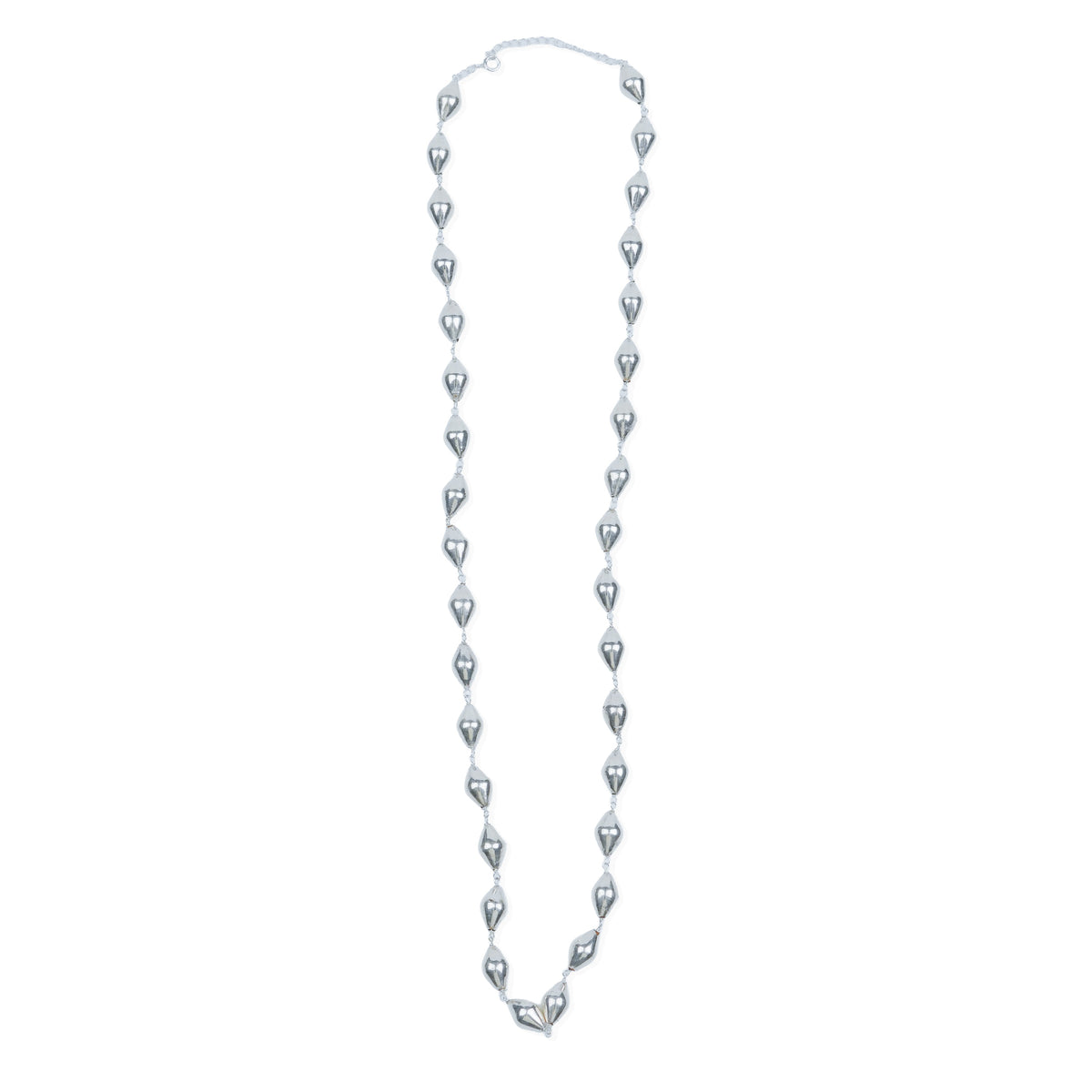 Detailed view of Dholki Bead Ganthan Necklace – Long, highlighting the unique dholki bead shapes, intricate detailing, and refined finish