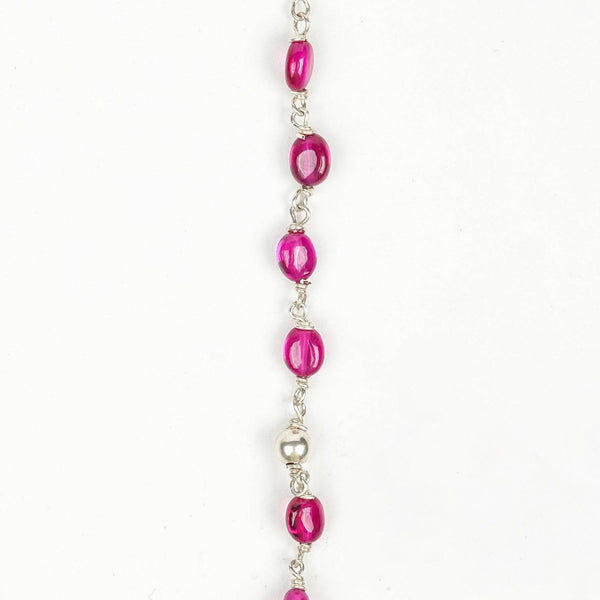Silver Karwar Motif Pendant & Ruby Ganthan Necklace