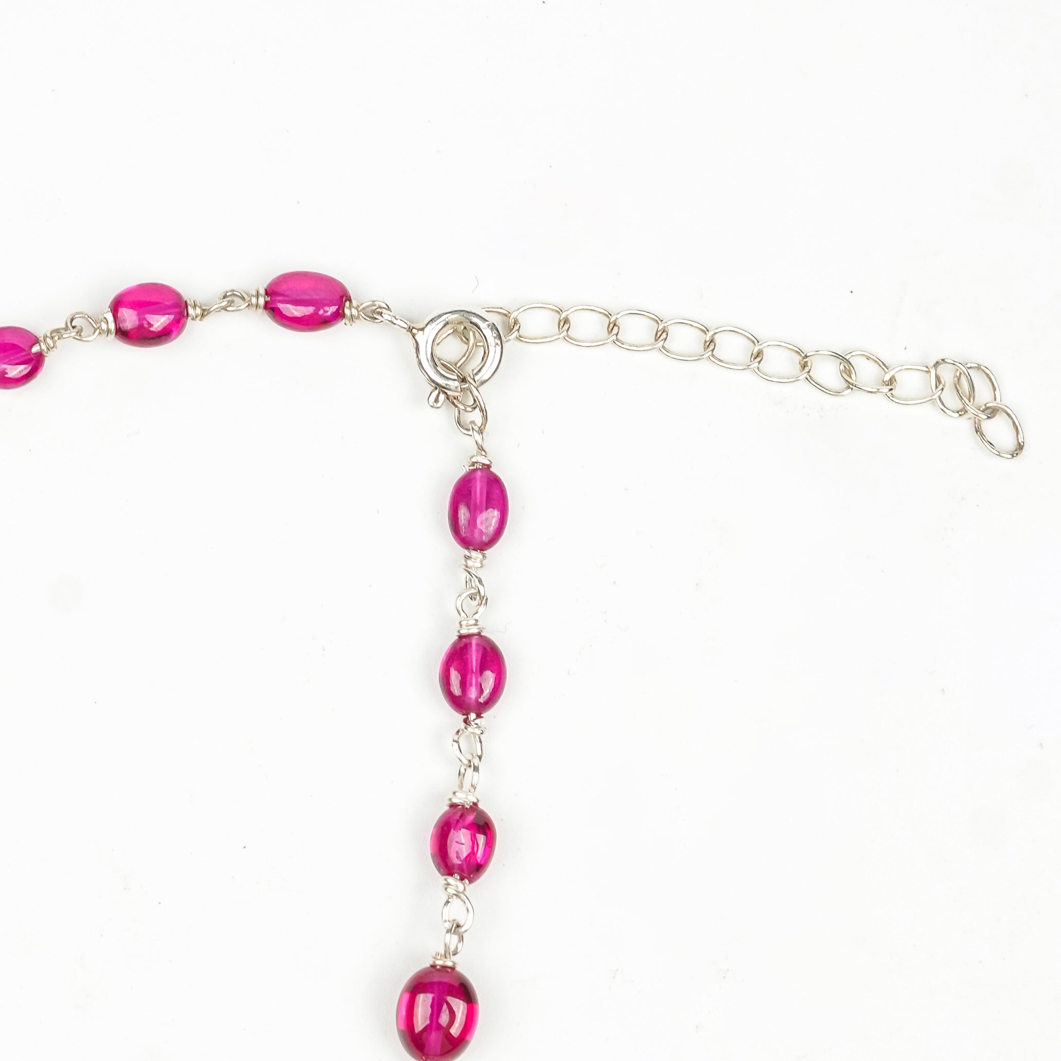 Silver Karwar Motif Pendant & Ruby Ganthan Necklace