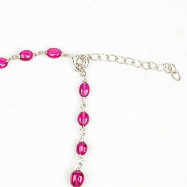 Silver Karwar Motif Pendant & Ruby Ganthan Necklace