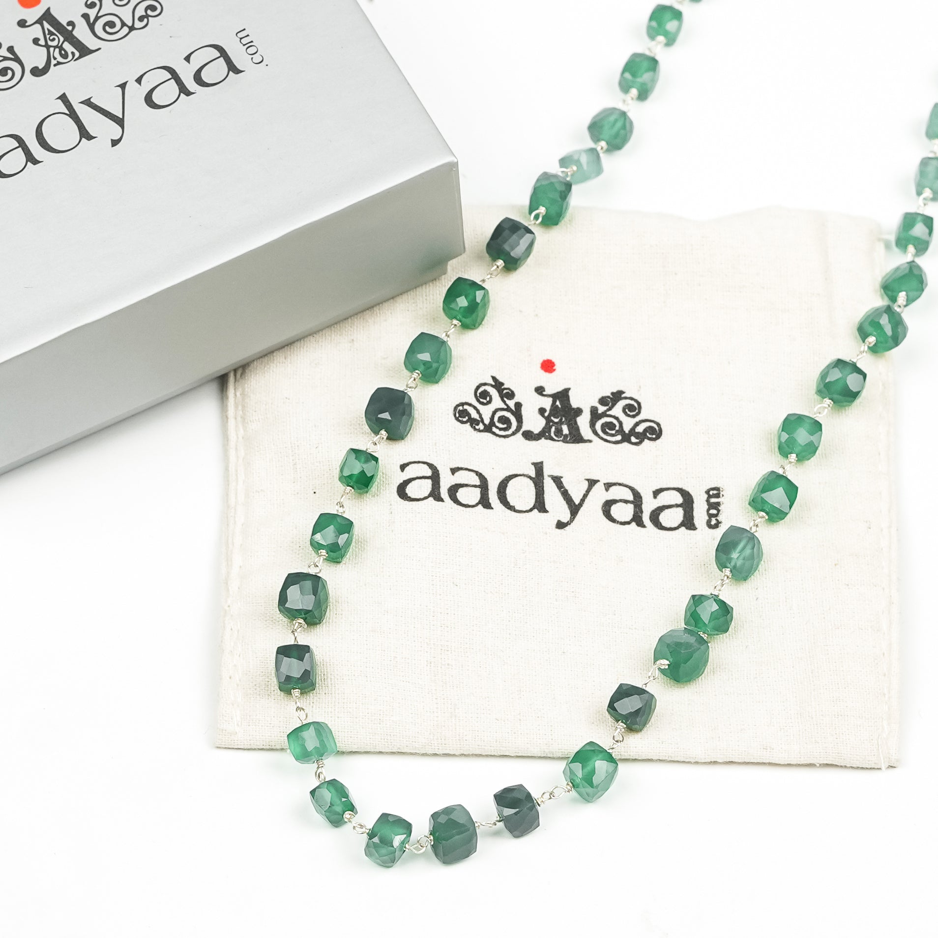 Silver Green Onyx Ganghan Necklace