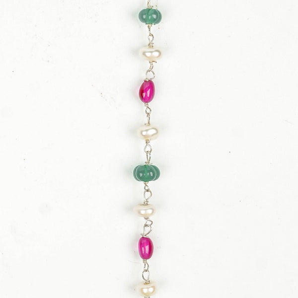 Rubies, Green Onyx & Freshwater Pearl Ganthan Necklace