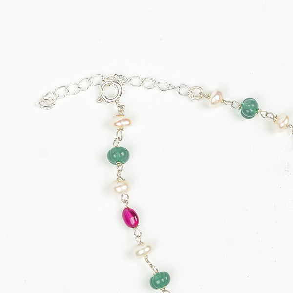 Rubies, Green Onyx & Freshwater Pearl Ganthan Necklace