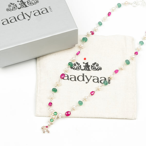 Rubies, Green Onyx & Freshwater Pearl Ganthan Necklace