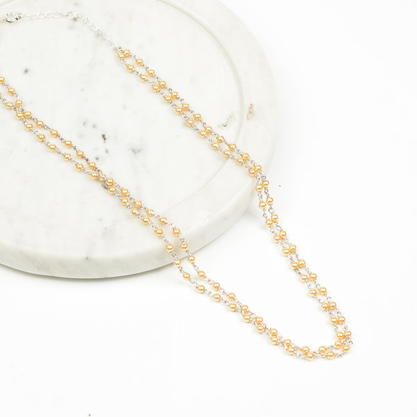 Silver Golden Pearl Ganthan Necklace