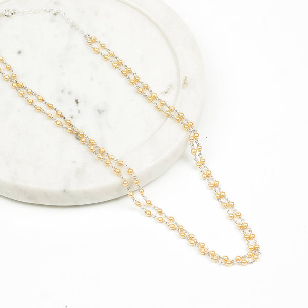 Silver Golden Pearl Ganthan Necklace