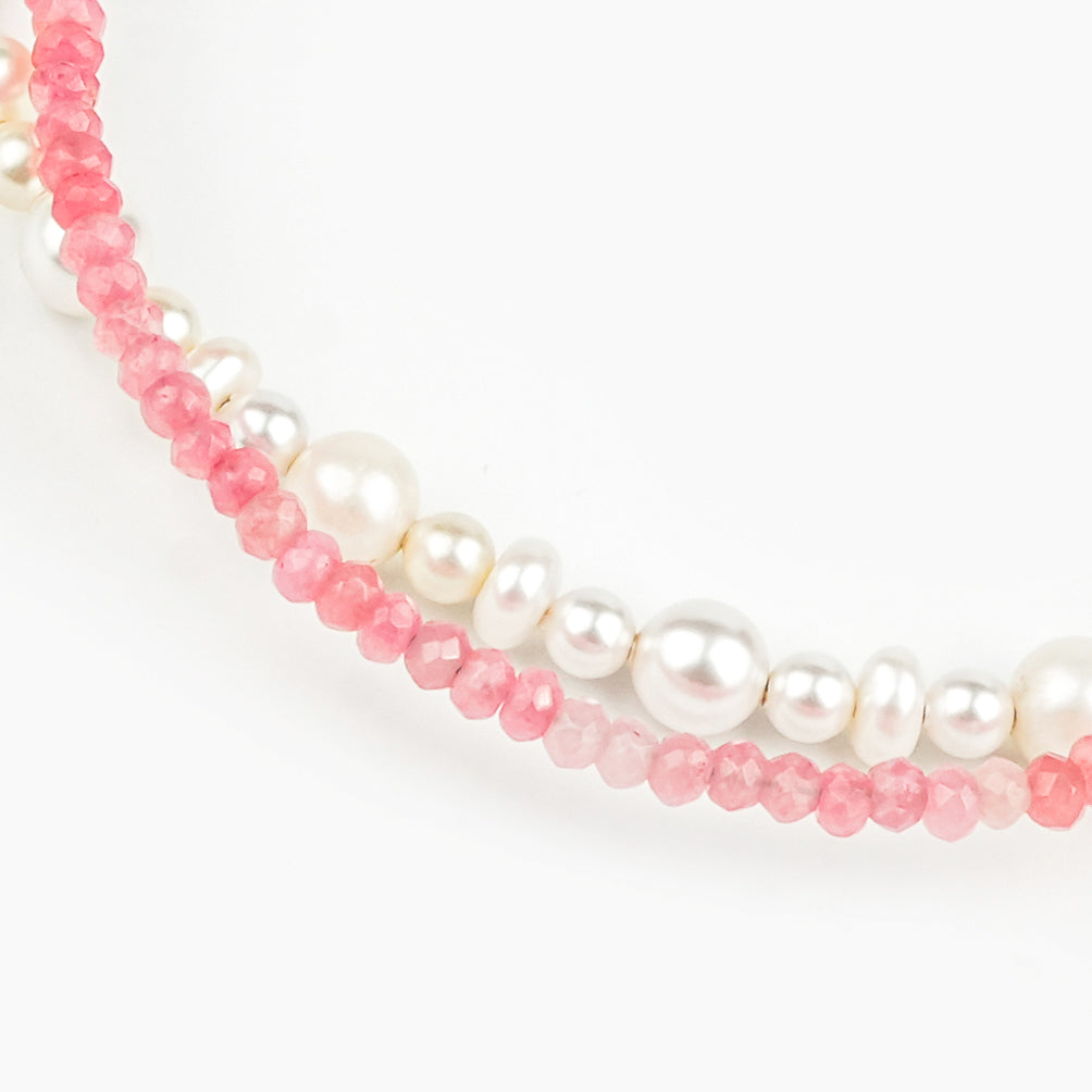 Freshwater Pearl & Pink Jade Anklet (Project Handmade)