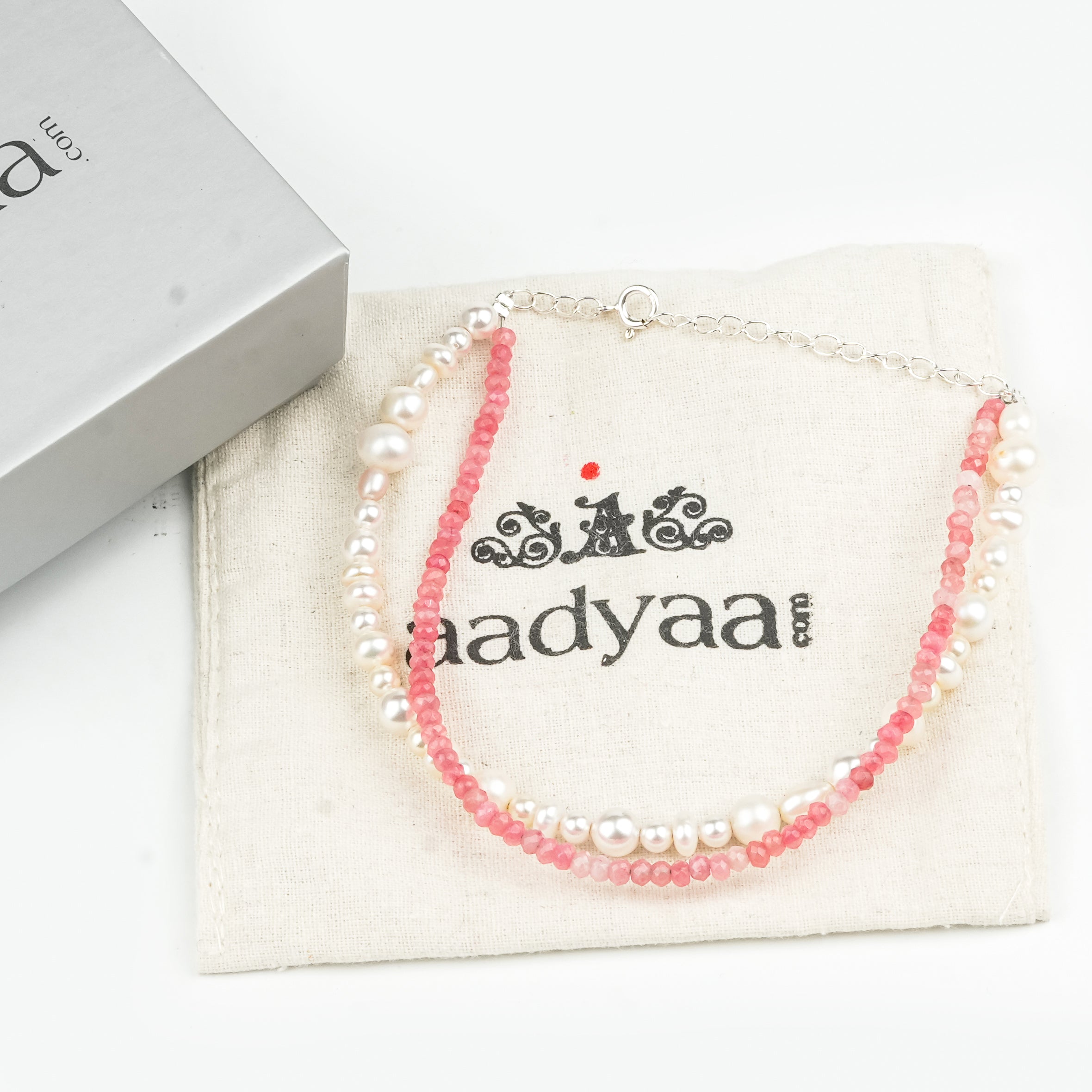Freshwater Pearl & Pink Jade Anklet (Project Handmade)
