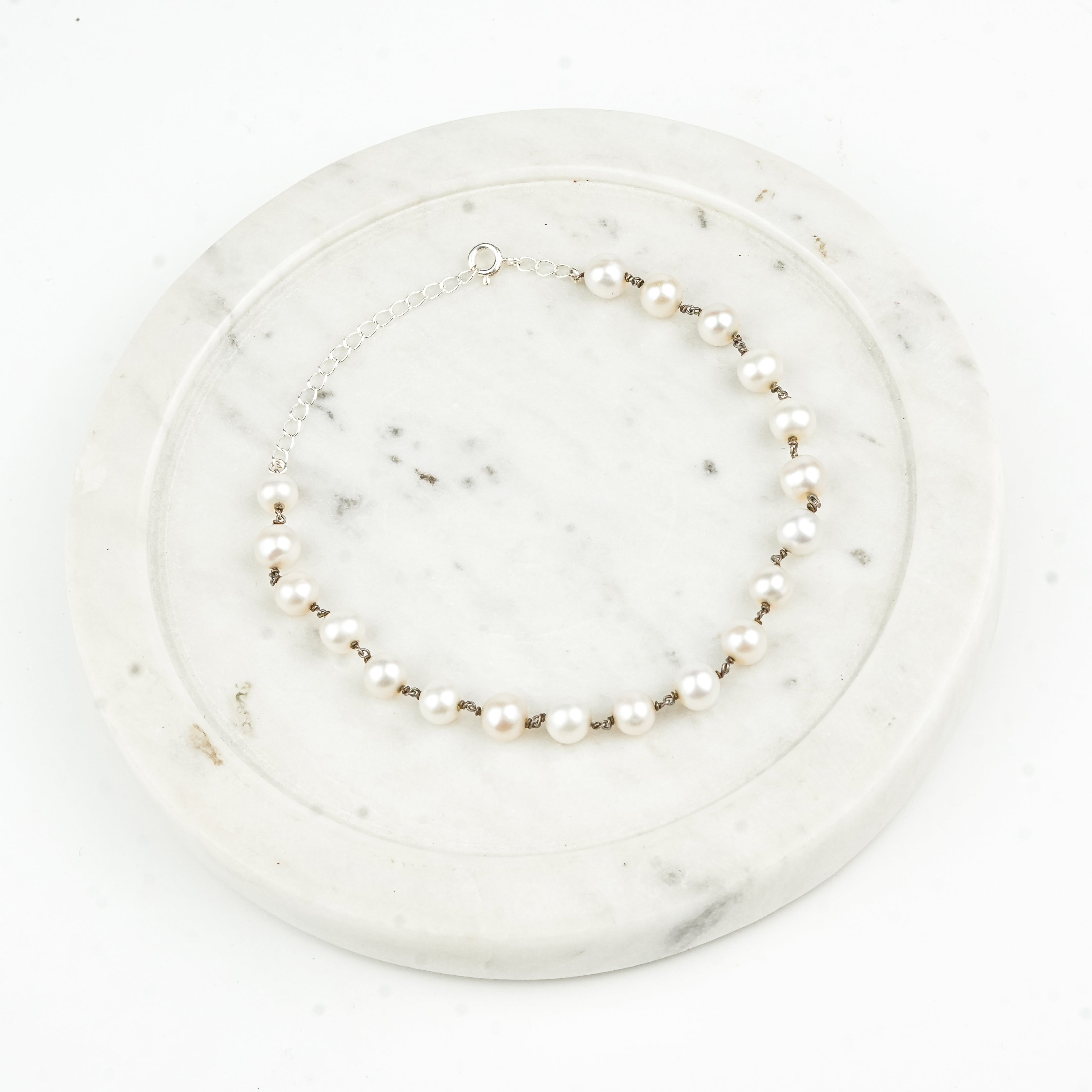 Freshwater Pearl Ganthan Anklet (Project Handmade)