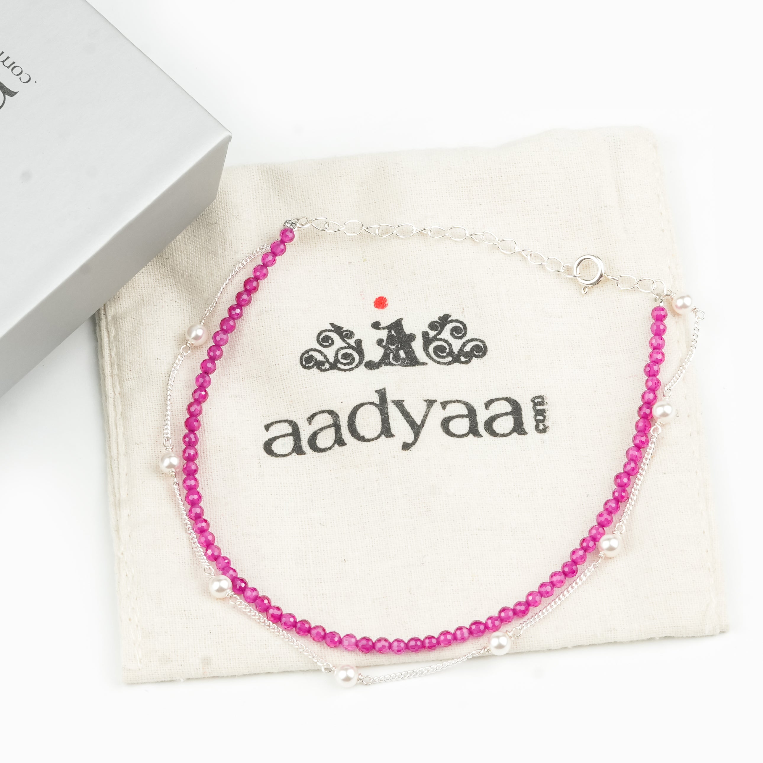 Ruby & Pearl Chain Anklet (Project Handmade)