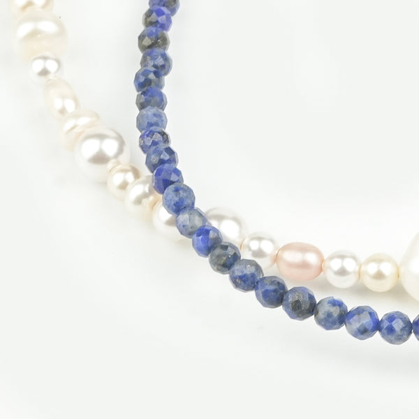 Freshwater Pearl & Lapis Lazuli Anklet (Project Handmade)