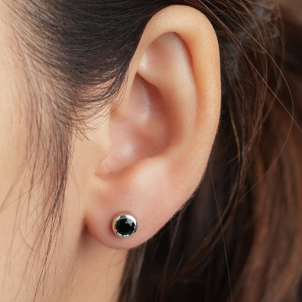 Silver Black CZ Studs